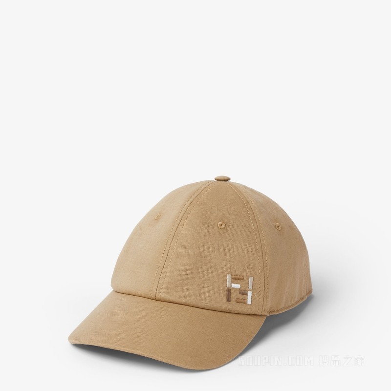 帽子 米色棉质和亚麻棒球帽