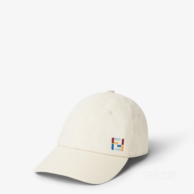 帽子 白色棉质和亚麻棒球帽