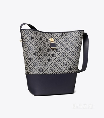 【新品】T Monogram 纤巧锁扣水桶包 Tory 海军蓝