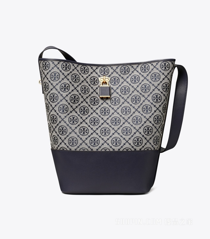 【新品】T Monogram 纤巧锁扣水桶包 Tory 海军蓝