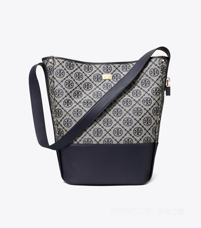 【新品】T Monogram 纤巧锁扣水桶包 Tory 海军蓝