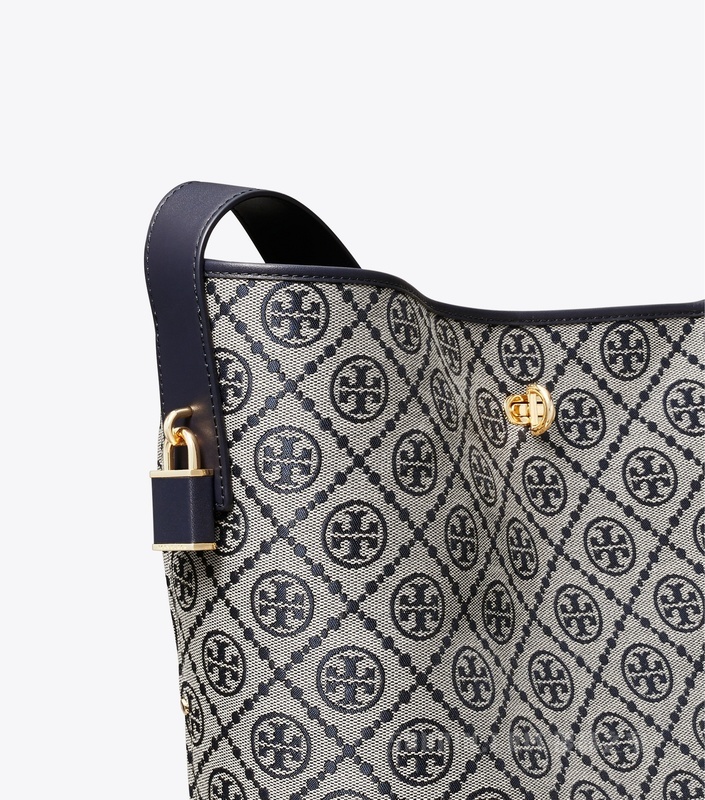 【新品】T Monogram 纤巧锁扣水桶包 Tory 海军蓝