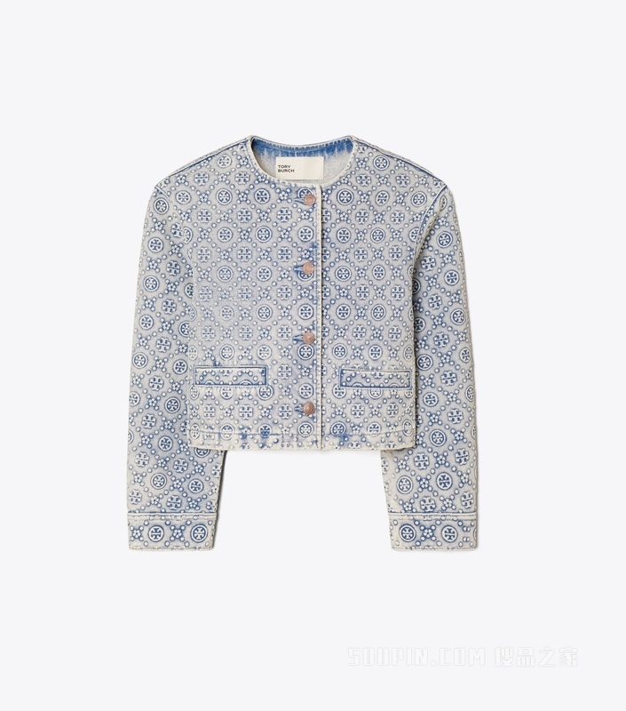 【新品】T Monogram 牛仔夹克 漂白水洗 T Monogram 图案