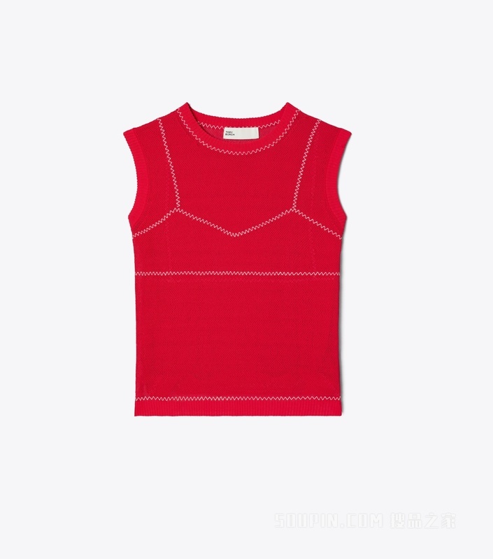 【新品】网眼上衣 亮红色/白色