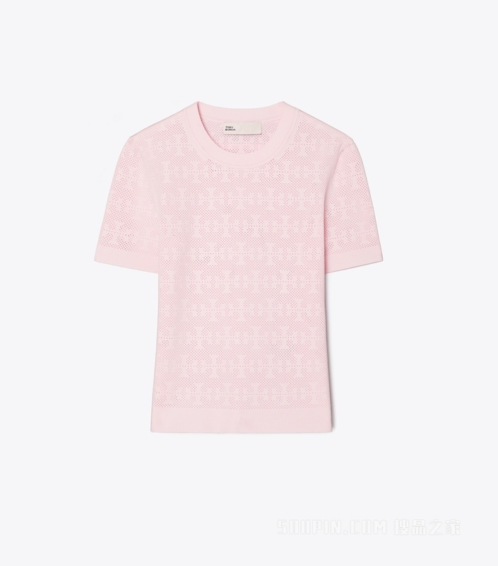 【新品】T Monogram 提花短袖上衣 浅粉色