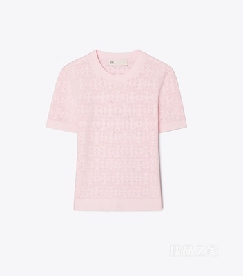 【新品】T Monogram 提花短袖上衣 浅粉色