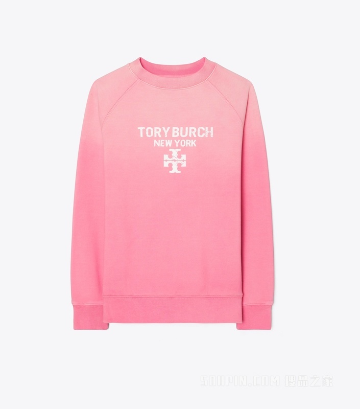 【新品】做旧棉质运动衫 亮嫩粉色