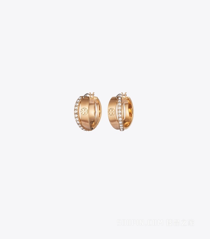 【新品】Icon 经典系列密镶双圈形耳环 Tory 金/水晶色