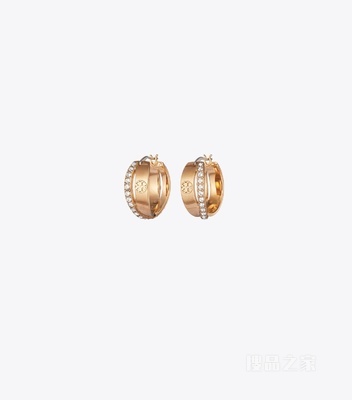 【新品】Icon 经典系列密镶双圈形耳环 Tory 金/水晶色