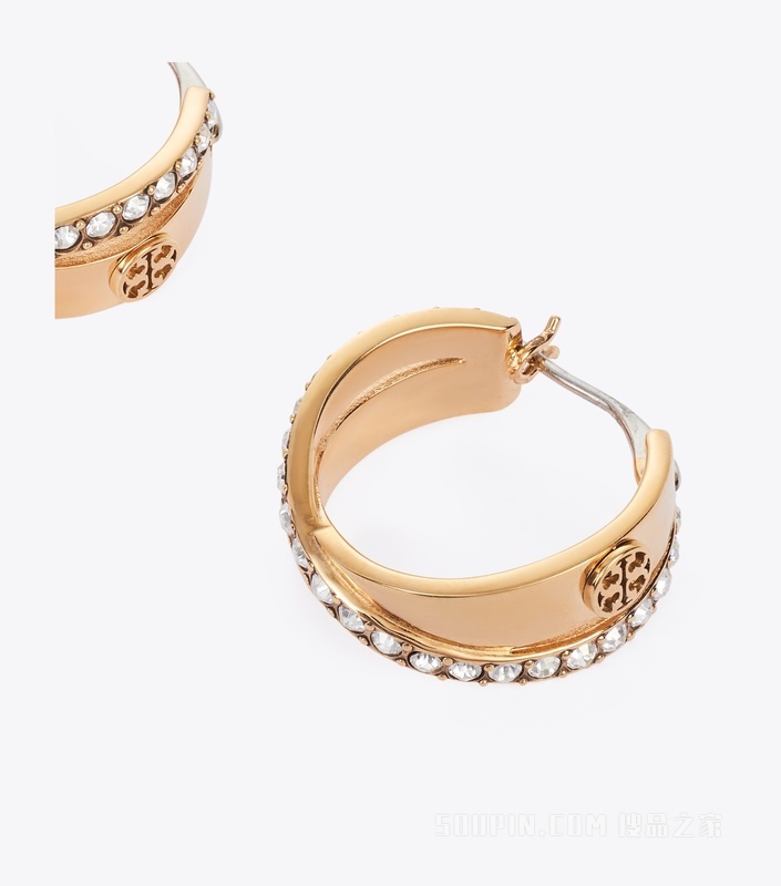 【新品】Icon 经典系列密镶双圈形耳环 Tory 金/水晶色