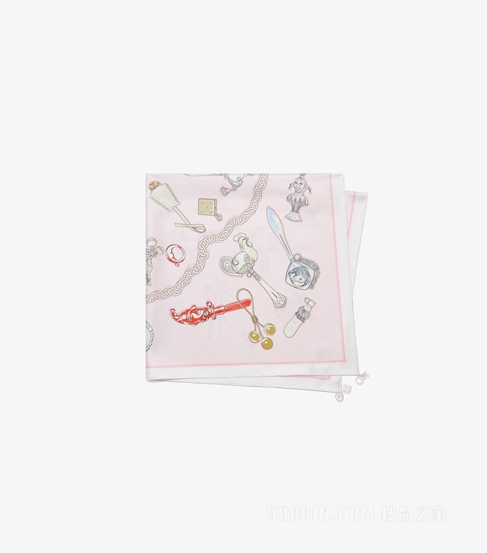 【新品】响尾蛇图案桑蚕丝方巾 粉色/响尾蛇图案