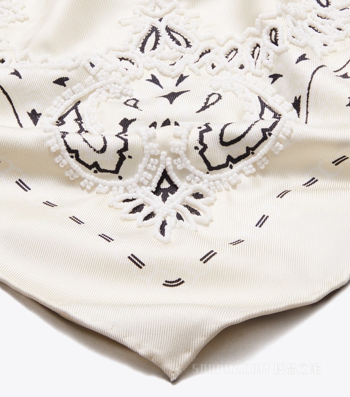 【新品】珠饰 Bandana 三角巾 象牙白