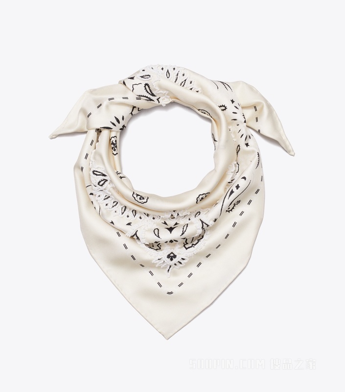 【新品】珠饰 Bandana 三角巾 象牙白