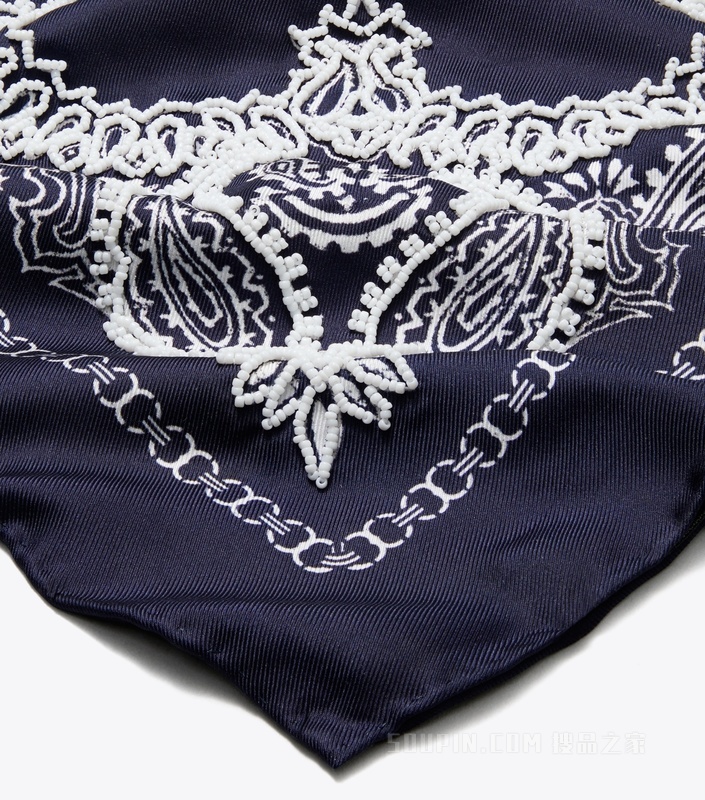 【新品】珠饰 Bandana 三角巾 蓝色