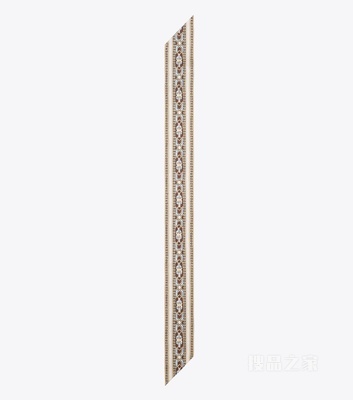 【新品】T Monogram 装饰缎带围巾 象牙白