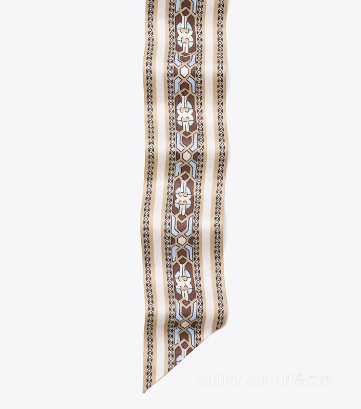 【新品】T Monogram 装饰缎带围巾 象牙白