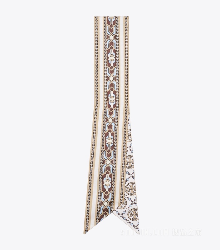 【新品】T Monogram 装饰缎带围巾 象牙白