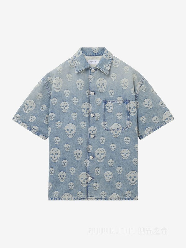 Skull提花牛仔衬衫