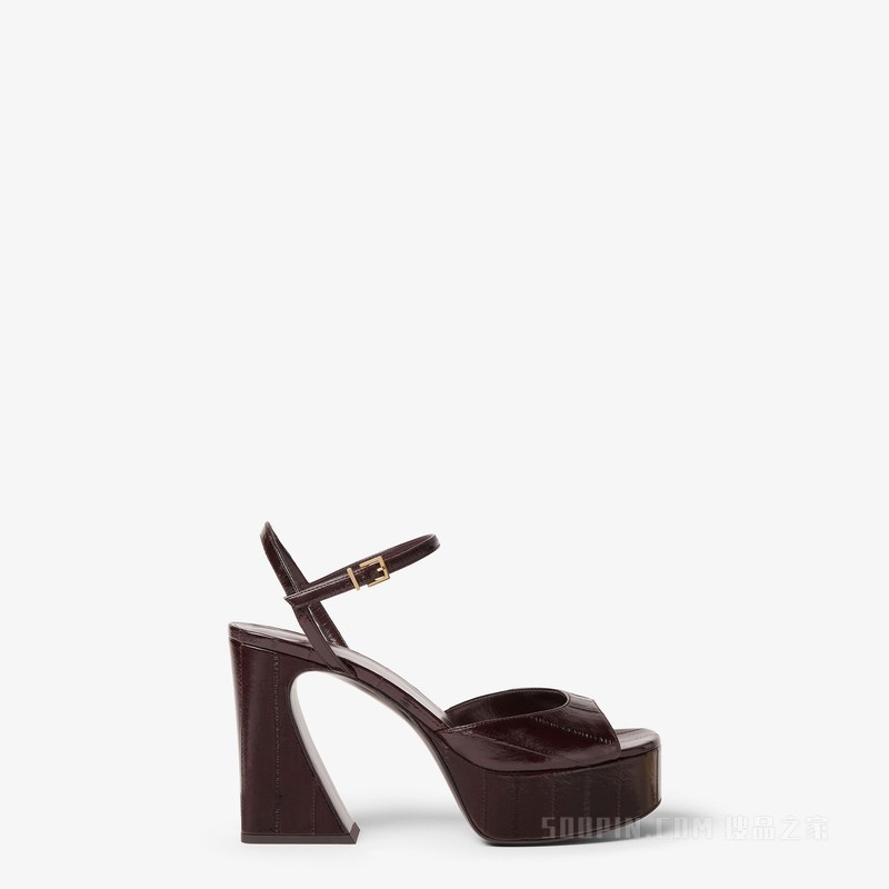 FENDI Arco 棕色鱼皮革高跟凉鞋