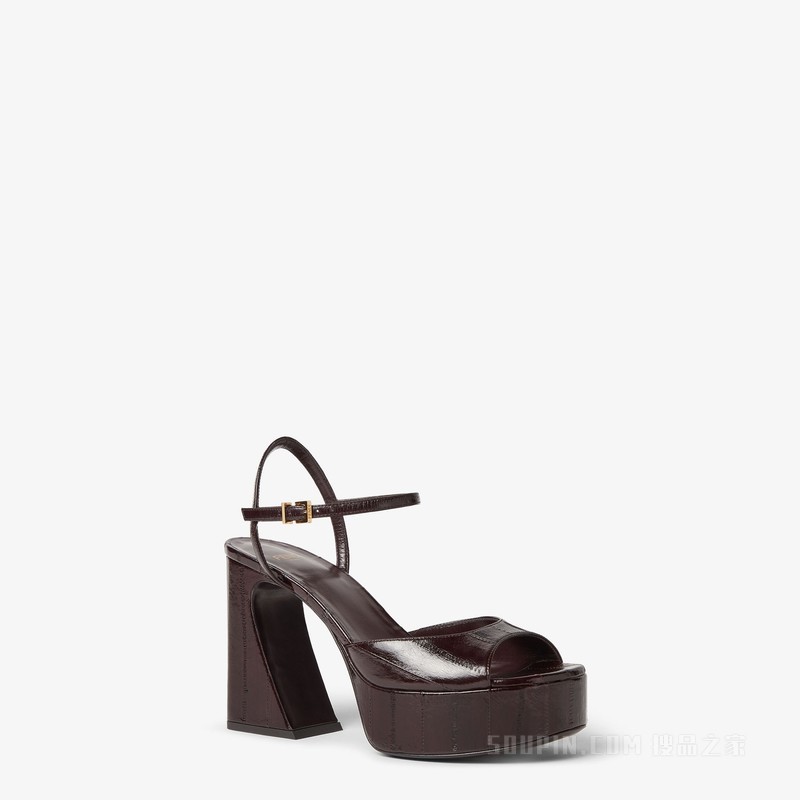 FENDI Arco 棕色鱼皮革高跟凉鞋