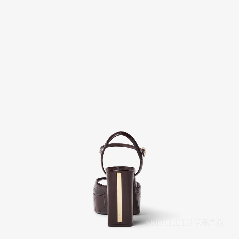 FENDI Arco 棕色鱼皮革高跟凉鞋
