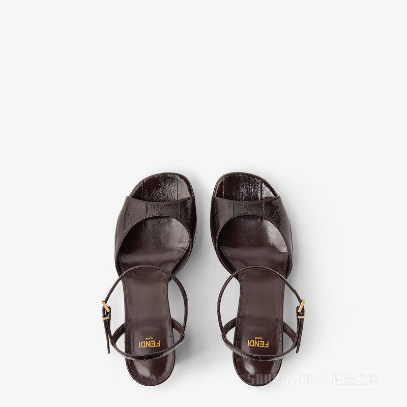 FENDI Arco 棕色鱼皮革高跟凉鞋