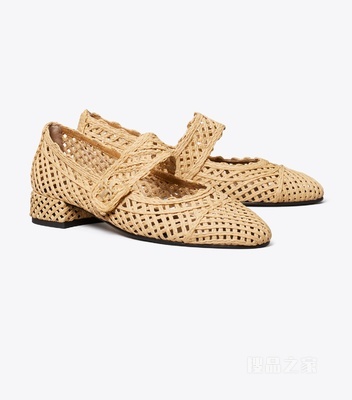 【新品】玛丽珍拼色芭蕾高跟鞋 自然原色
