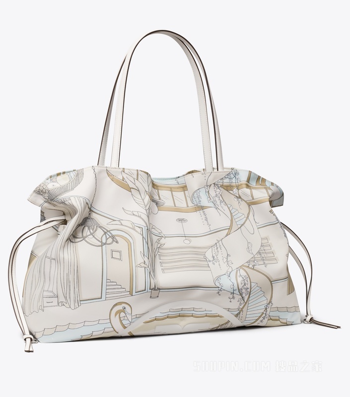 【新品】Ella 印花抽绳托特包 米色