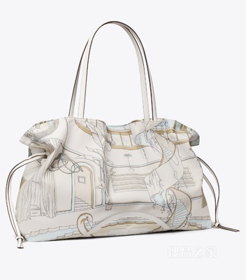 【新品】Ella 印花抽绳托特包 米色