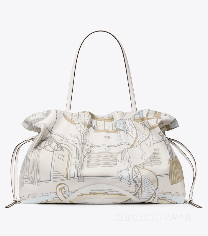 【新品】Ella 印花抽绳托特包 米色