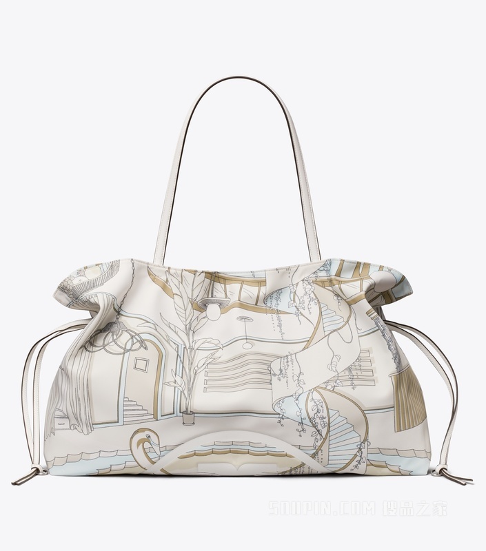 【新品】Ella 印花抽绳托特包 米色