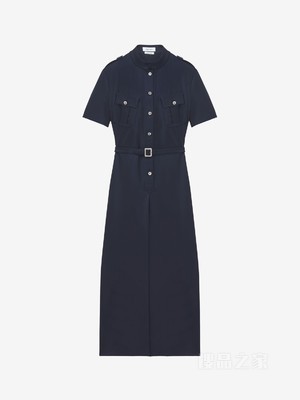 制服风格中长连衣裙