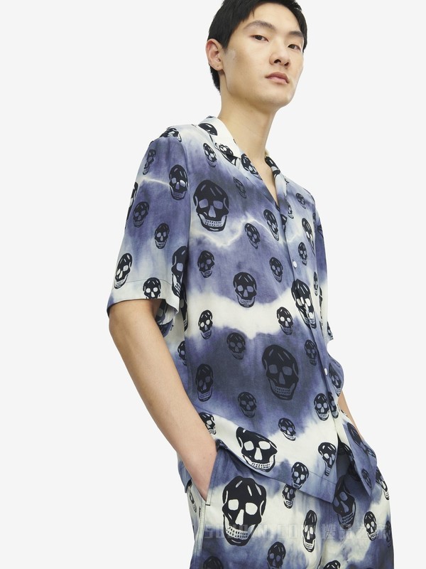扎染Skull夏威夷衬衫