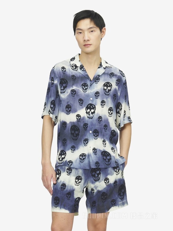 扎染Skull夏威夷衬衫
