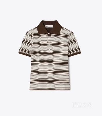 【新品】条纹棉质 Polo 衫 巧克力色条纹