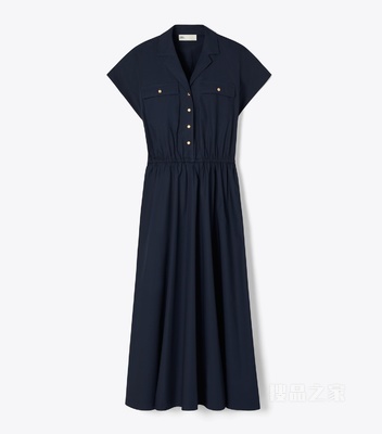 【新品】棉府绸衬衫裙 雾霭海军蓝