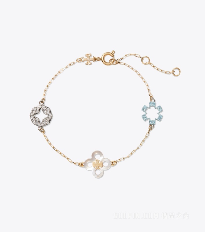 【新品】Forget Me Not 勿忘我系列精致密镶手链 Tory 金/拼色