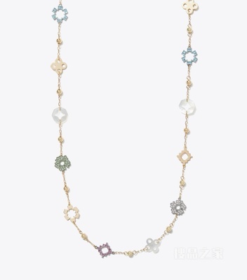 【新品】Forget Me Not 勿忘我系列长款密镶项链 Tory 金/拼色