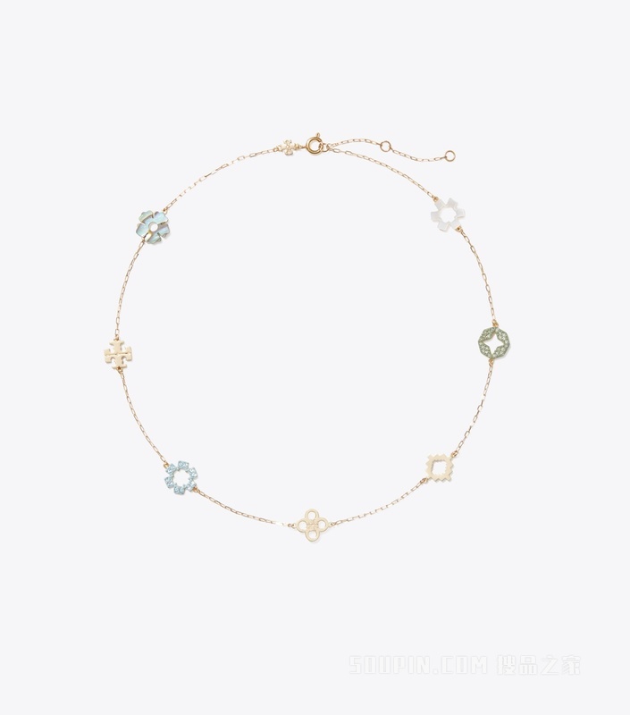 【新品】Forget Me Not 勿忘我系列密镶项链 Tory 金/拼色
