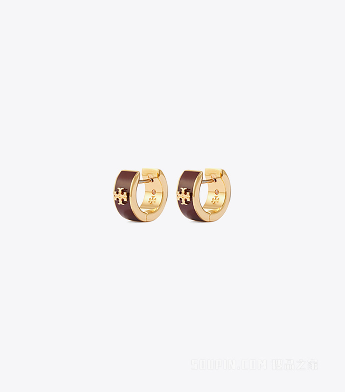 【新品】Icon 经典系列珐琅耳环 Tory 金/勃垦地红