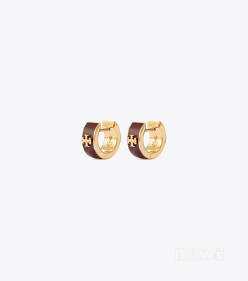 【新品】Icon 经典系列珐琅耳环 Tory 金/勃垦地红