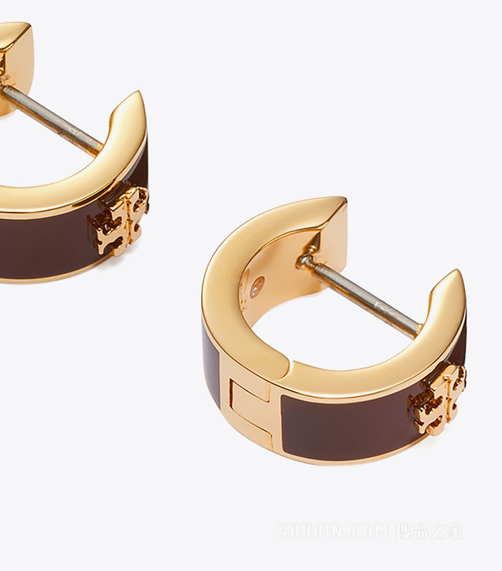 【新品】Icon 经典系列珐琅耳环 Tory 金/勃垦地红
