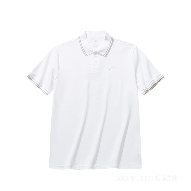 安踏生活系列运动复古男子短袖POLO衫