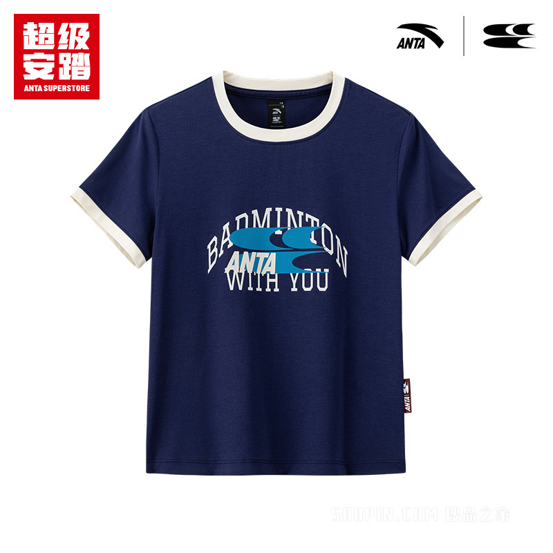 超级安踏x哭喊中心联名｜羽毛球紧身短t撞色短T恤162638127U