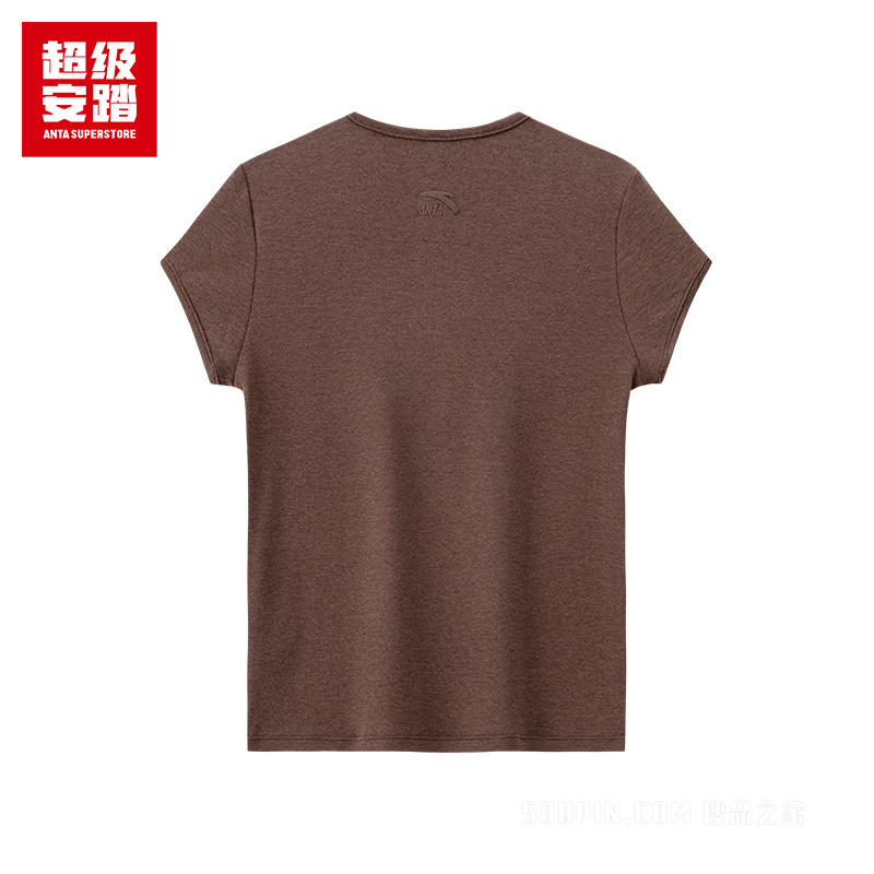 安踏运动生活系列潮流文化女子短袖针织衫