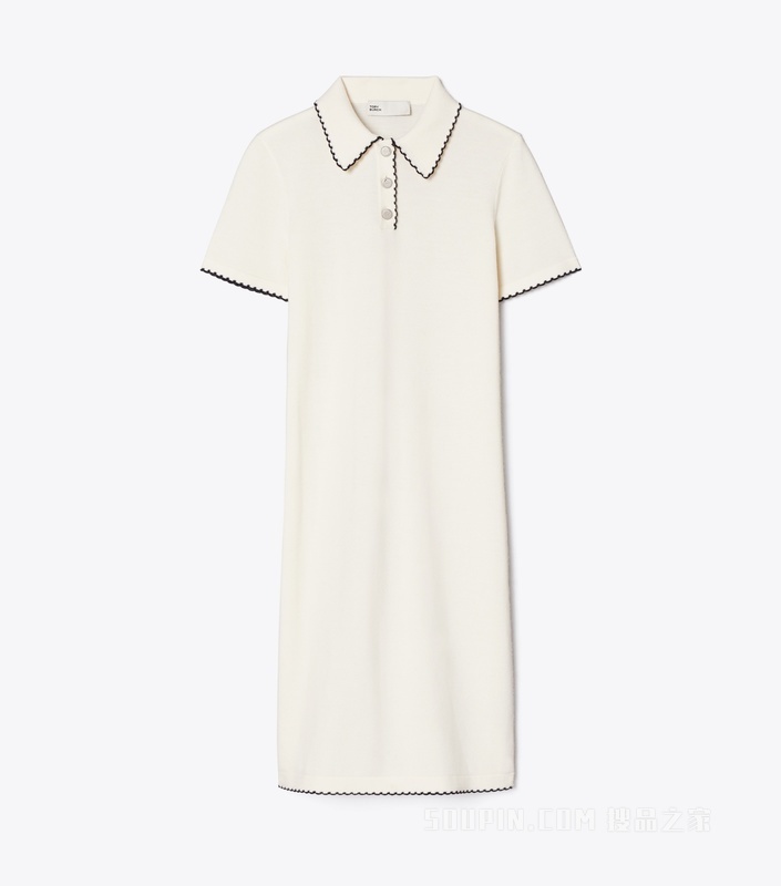 【新品】Polo 衫式连衣裙 象牙白 / 雾霭海军蓝