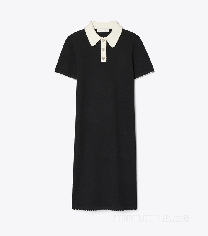 【新品】Polo 衫式连衣裙 黑色/象牙白
