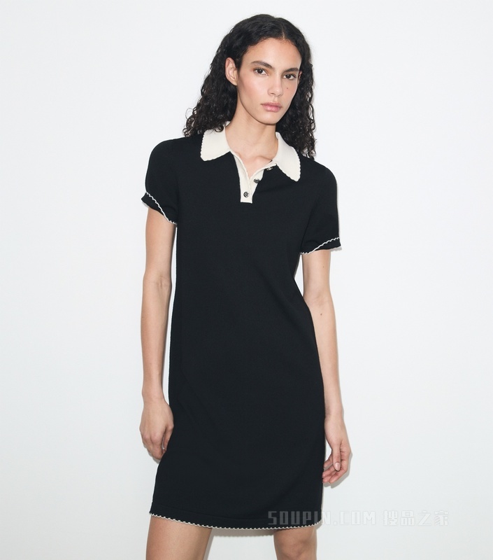 【新品】Polo 衫式连衣裙 黑色/象牙白
