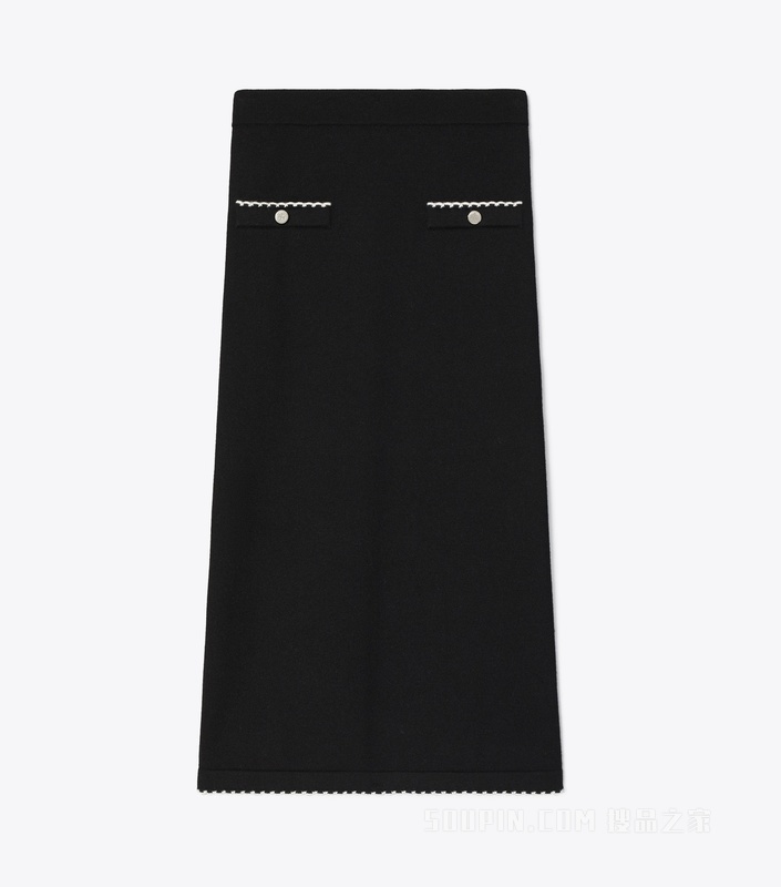【新品】羊毛半身裙 黑色/象牙白