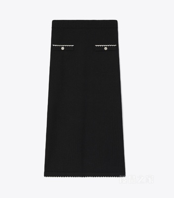 【新品】羊毛半身裙 黑色/象牙白